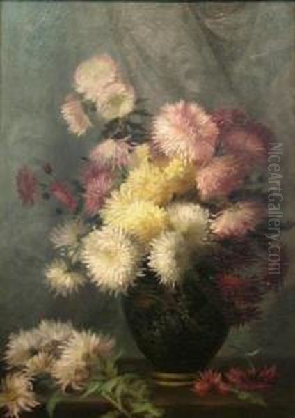 Still Life With Chrysanthemums Oil Painting by George W. Seavey