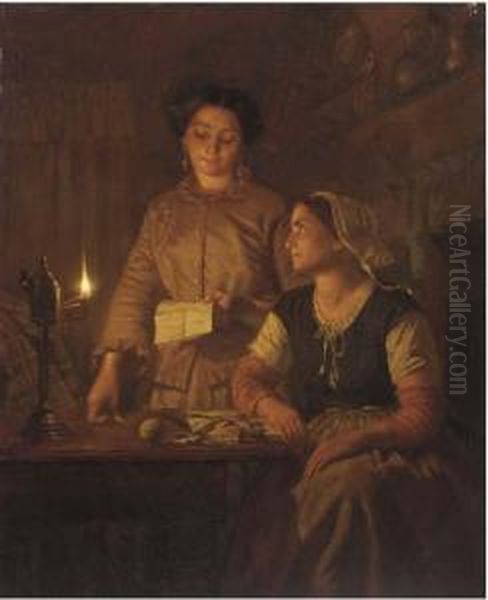 The Important Letter Oil Painting by Pieter-Willem Sebes