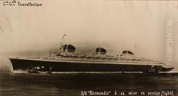 Cie Gle Transatlantique - Normandie Oil Painting by Albert Sebille