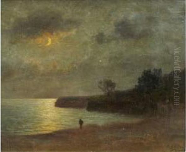 Bord De Mer A Saint-georges, Reflets De Lune Oil Painting by Paul Sebilleau