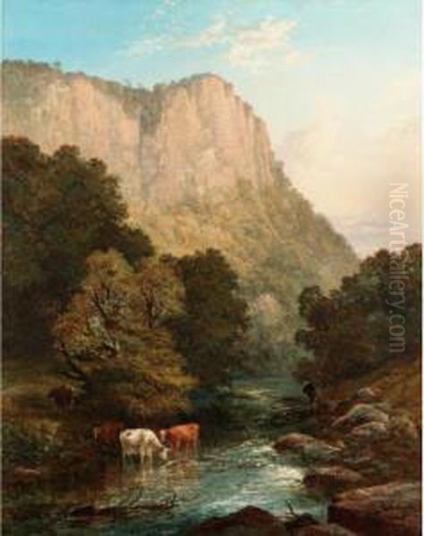 High Tor, Matlock Oil Painting by Thomas Strong,lt.Col Seccombe