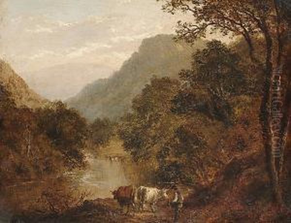 A Bit On The River Conway, N. Wales Oil Painting by Thomas Strong,lt.Col Seccombe