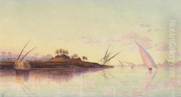 View On The Nile Near Cairo Oil Painting by Thomas B. Seddon