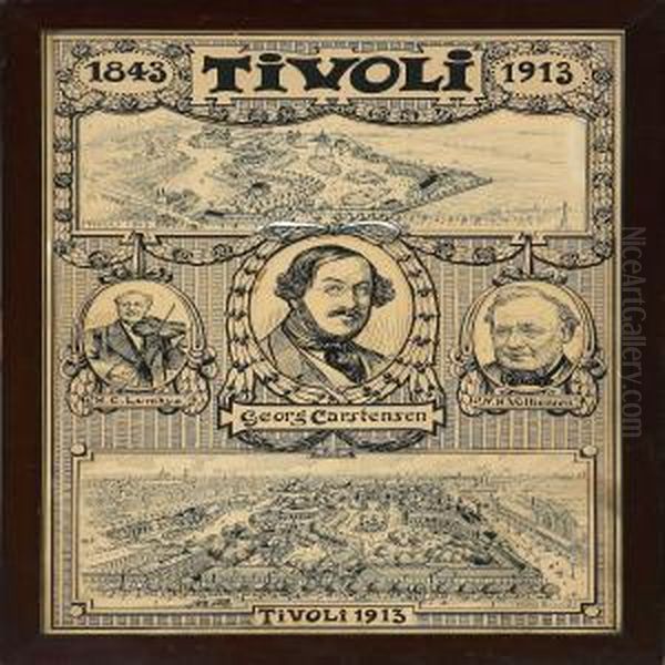 Collage Model-poster For Tivoli's 7th Anniversary Oil Painting by Franz Sedivy