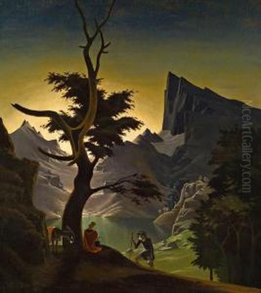 Rast Auf Der Flucht Nach Agypten Oil Painting by Franz Sedlacek