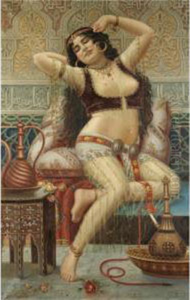 A Harem Beauty Oil Painting by Josef Sedlacek