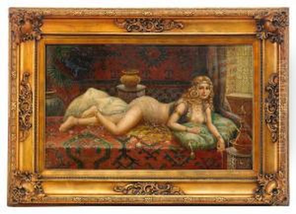 A Harem Beauty Oil Painting by Josef Sedlacek