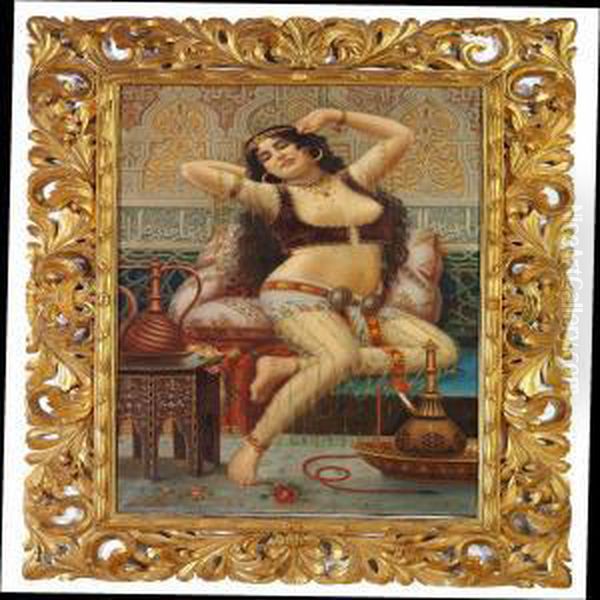 An Odalisque Oil Painting by Joseph Sedlacek