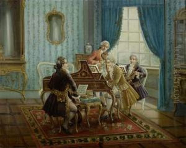 Courtly Music-making Oil Painting by Stephan Sedlacek