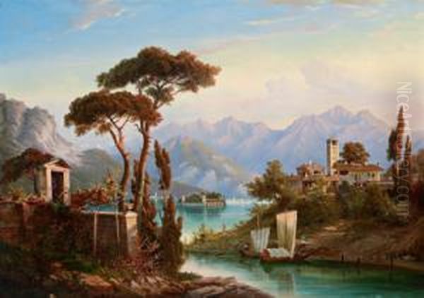 Isola Bella Nel Lago Maggiore Oil Painting by Hermann Ludwig Seefisch