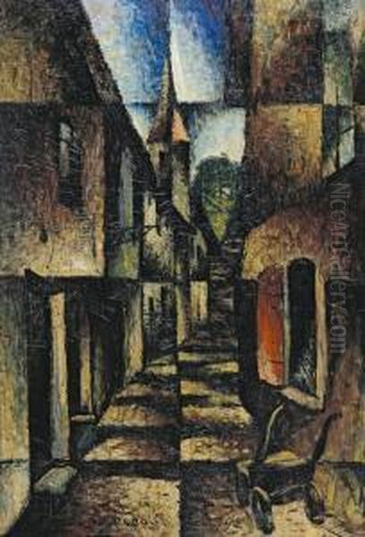 Strasse Mit Kirchturm Oil Painting by Arthur Segal