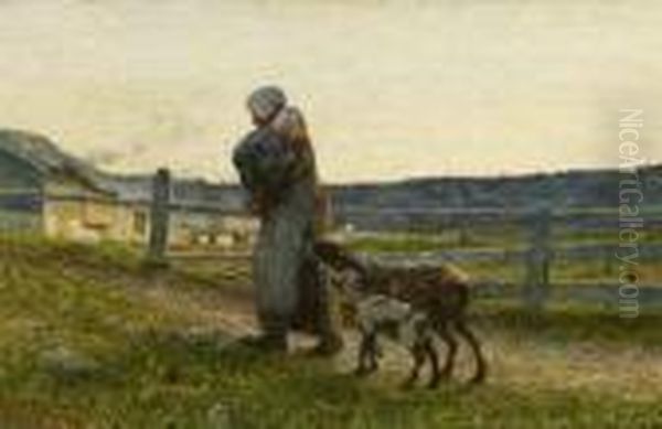 Le Due Madri Oil Painting by Giovanni Segantini