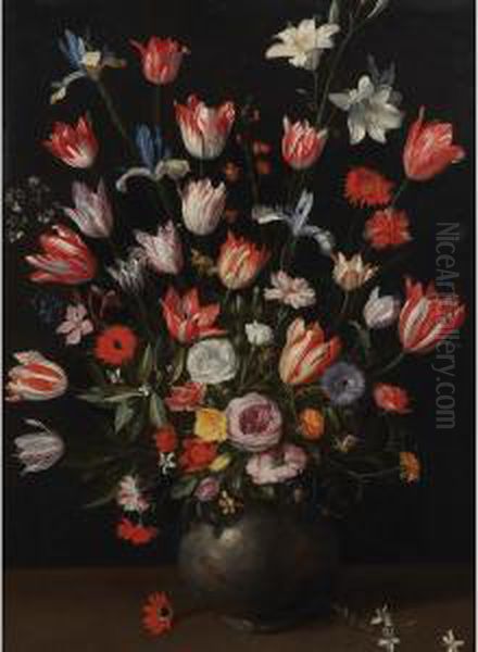 Still Life Of Tulips And Other Flowers In A Vase Oil Painting by Daniel Seghers