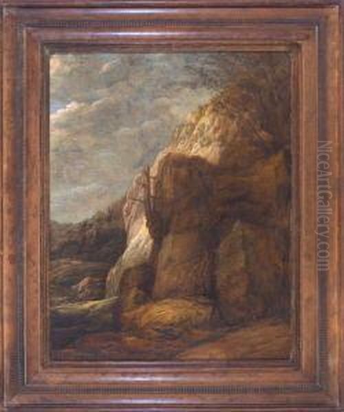 Sparlich Bewachsene Felslandschaft Oil Painting by Hercules Pietersz Seghers