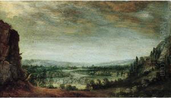 A Panoramic River Landscape With Figures In The Foreground Oil Painting by Hercules Pietersz Seghers