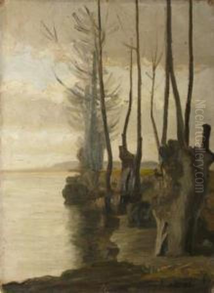 Bord De Riviere En Hiver Oil Painting by A. Seguin