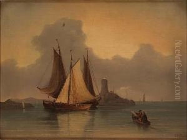 View Over Gronskars Lighthouse, Sandhamn Oil Painting by Elias Sehlstedt