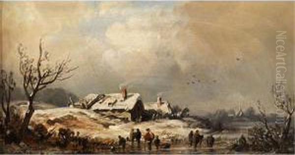 Winterlandschaft Oil Painting by August Seidel