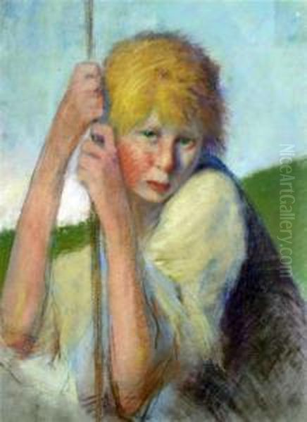 Portrait Of A Shepherd Boy Oil Painting by Paul Seifert