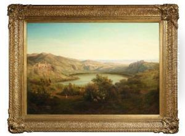 Der Lago Di Nemi In Den Albaner Bergen Sudlich Von Rom Oil Painting by Carl Friedrich Seiffert