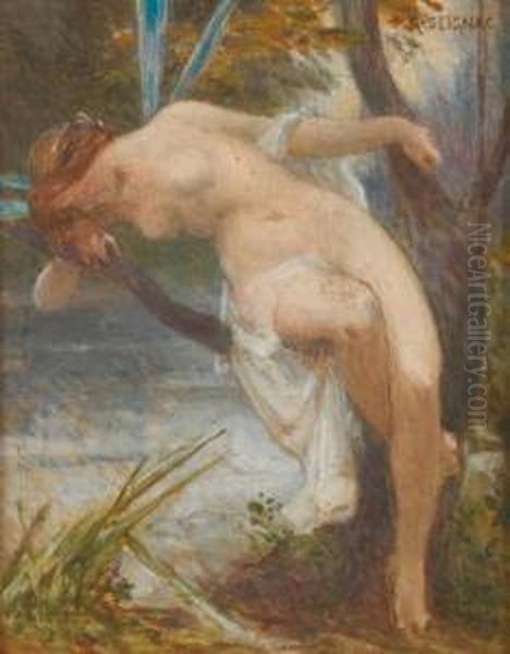 Femme Au Bord De La Riviere (esquisse) Oil Painting by Guillaume Seignac