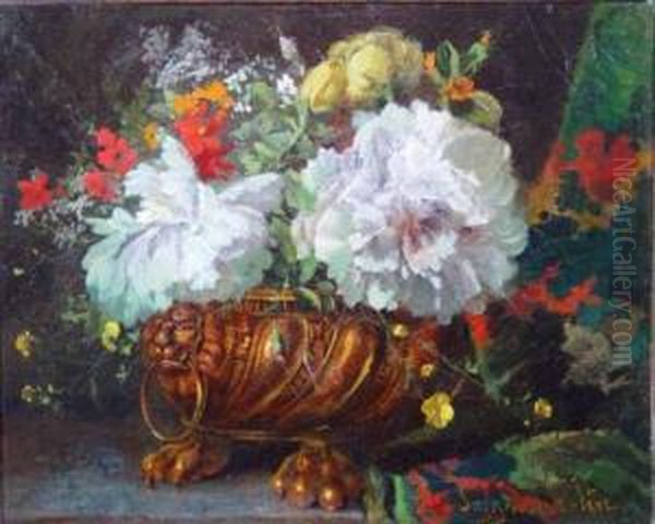 Quelques Pivoines Oil Painting by Jean Seignemartin