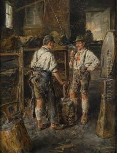 At The Blacksmith Oil Painting by Carl Seiler