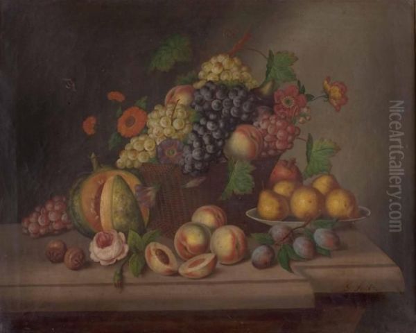 Fruchtestillleben Oil Painting by Georg Seitz