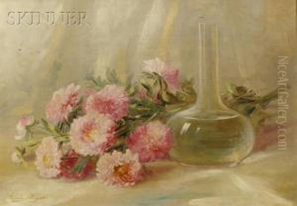 Chrysanthemums And A Vase Oil Painting by Emily Harris Mcgary Selinger