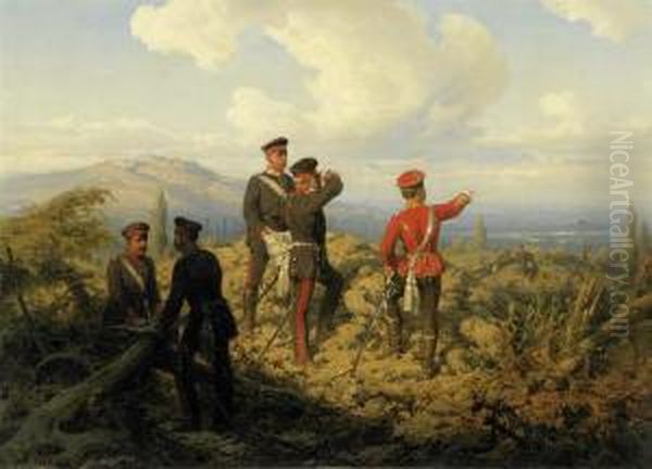 Scene From The War Between France Andgermany Oil Painting by Christian I Sell