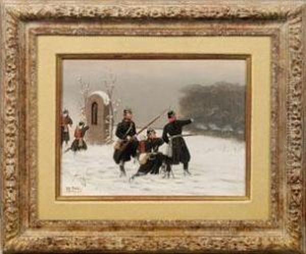 Deutsche Infanteristen In Winterlicher Landschaft Oil Painting by Christian Ii Sell