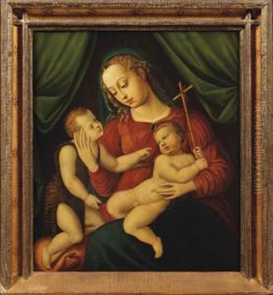 Madonna And Child With The Infant Saint John The Baptist Oil Painting by Vincent Sellaer