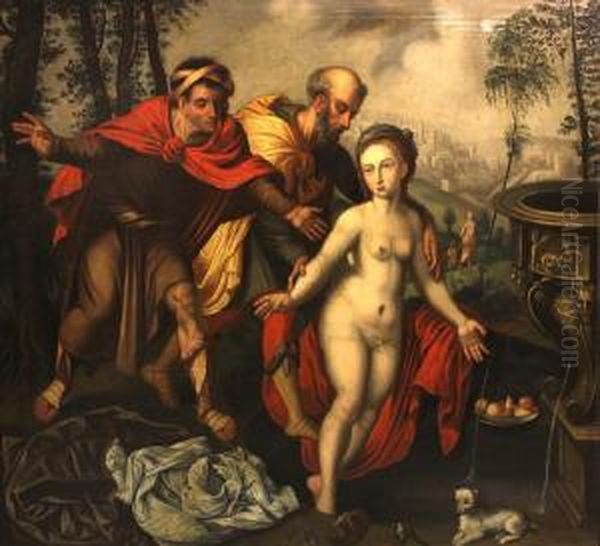 Susannah And The Elders Oil Painting by Vincent Sellaer