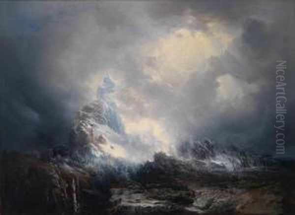 Approaching Snowstorm Oil Painting by Josef Selleny