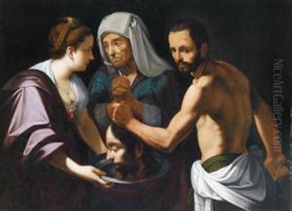 Salome Empfangt Das Haupt Des Taufers; Salome Riceve La Testa Delbattista Oil Painting by Carlo Sellitto