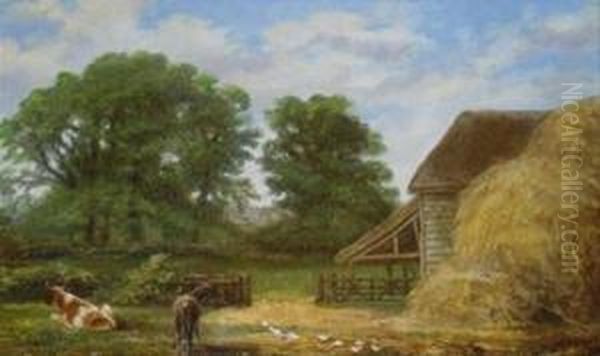 Farmyard Scene Oil Painting by William Sellon