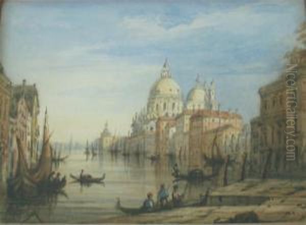 Santa Maria Della Salute, Signed With Initials, Watercolour, 16 X 22cm Oil Painting by Henry Courtney Selous