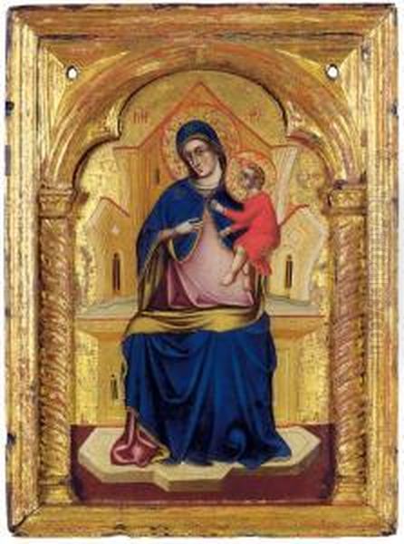 Madonna Col Bambino In Trono Oil Painting by Nicoletto Semitecolo