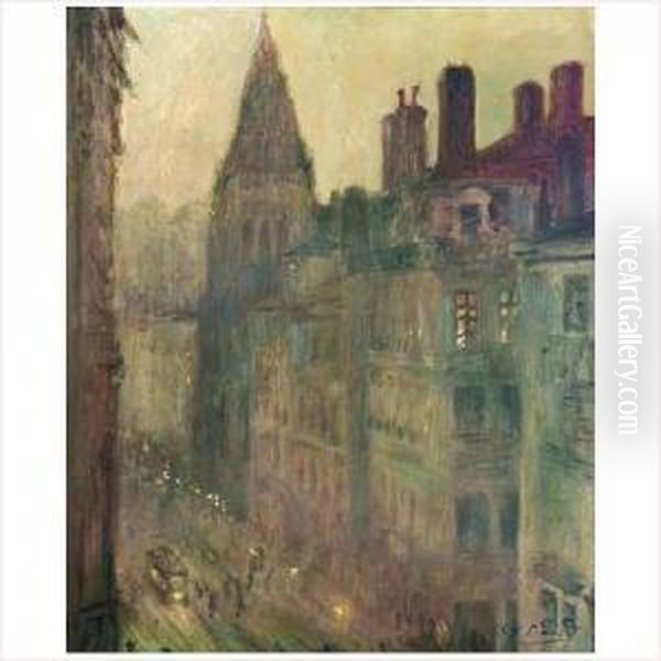 Lyon La Nuit Oil Painting by Charles Senard