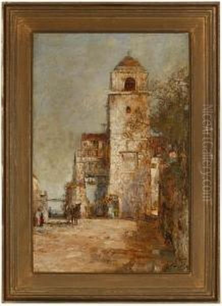 Street Oil Painting by Prosper Louis Senat