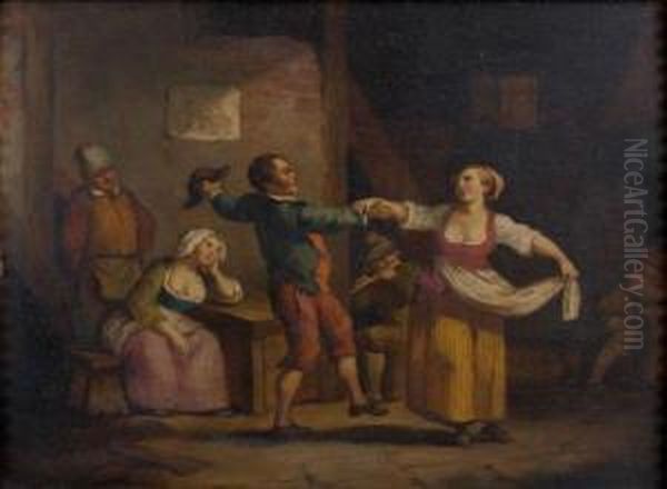 Couple De Danseurs Oil Painting by Jacques Albert Senave