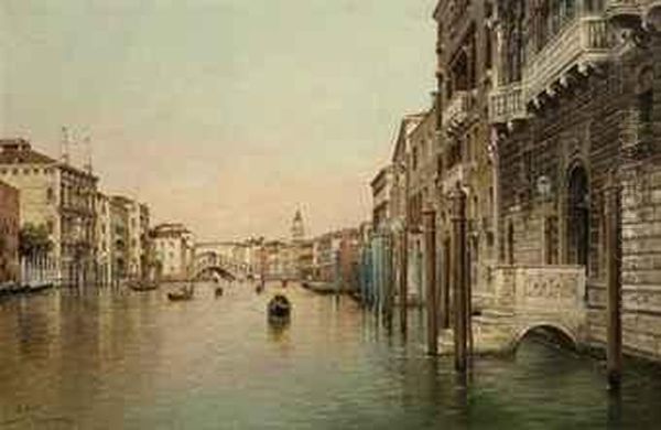 The Grand Canal With The Rialto Bridge Oil Painting by Rafael Senet y Perez