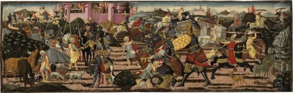 The Slaying Of Goliath Oil Painting by Giovanni di ser Giovanni Guidi (see Scheggia)