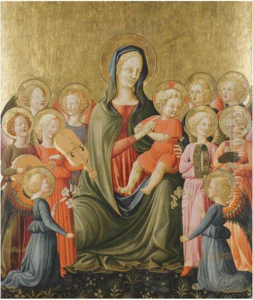 The Madonna And Child With Music-making Angels Oil Painting by Giovanni di ser Giovanni Guidi (see Scheggia)