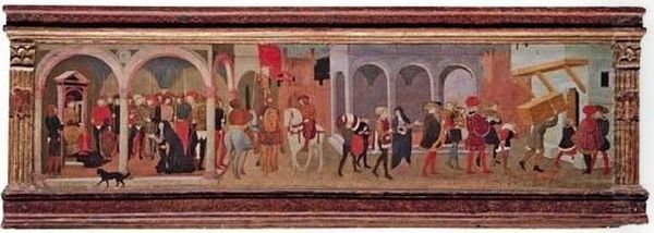 The Story Of Lionora De' Bardi And Ippolito Buondelmonte: Panel From A Cassone Oil Painting by Giovanni di ser Giovanni Guidi (see Scheggia)