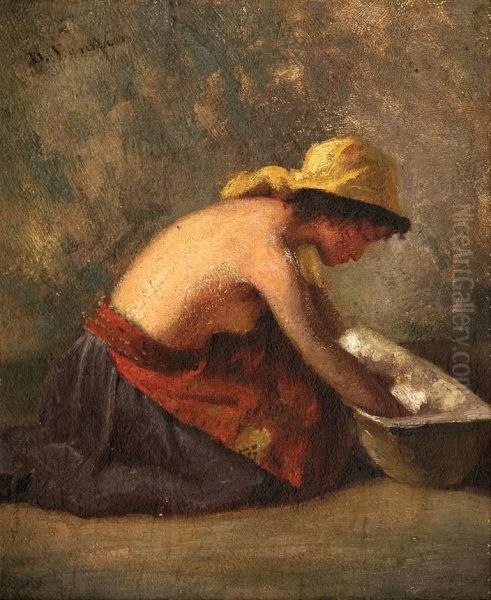 Washerwoman Oil Painting by Dimitrie Serafim