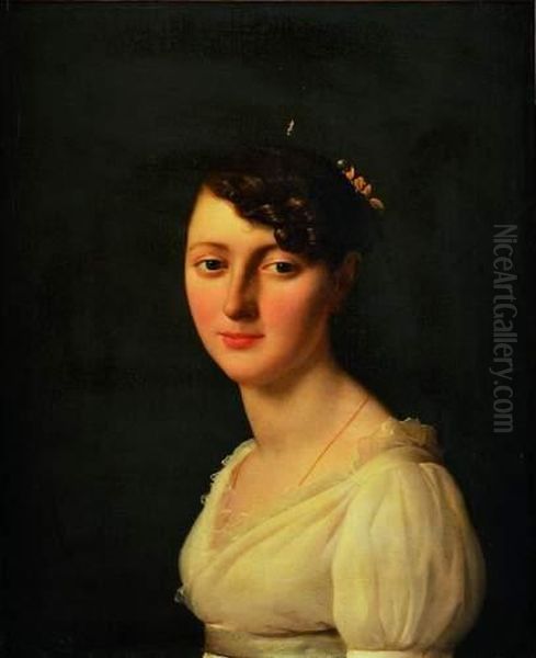 Portrait De Caroline Bonaparte Oil Painting by Gioachin Giuseppe Serangeli