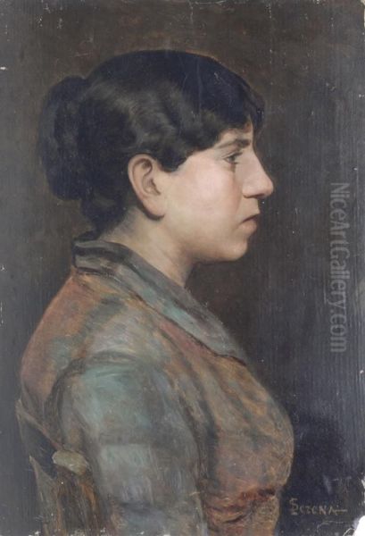 Profilo Di Donna Oil Painting by Luigi Serena