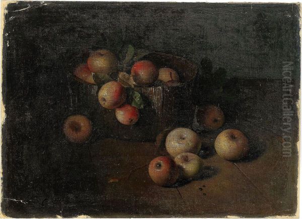 Still Life With Apples Oil Painting by Sergei Alexandrovich Mako