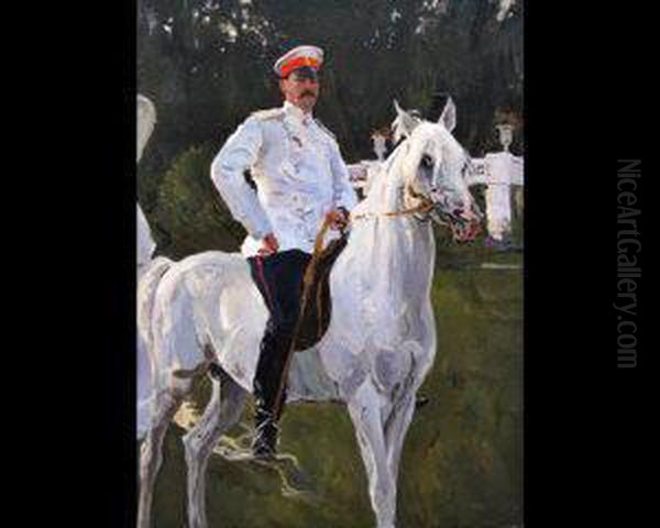 Portrait Of Prince Felix Yusupov On Horseback Oil Painting by Valentin Aleksandrovich Serov